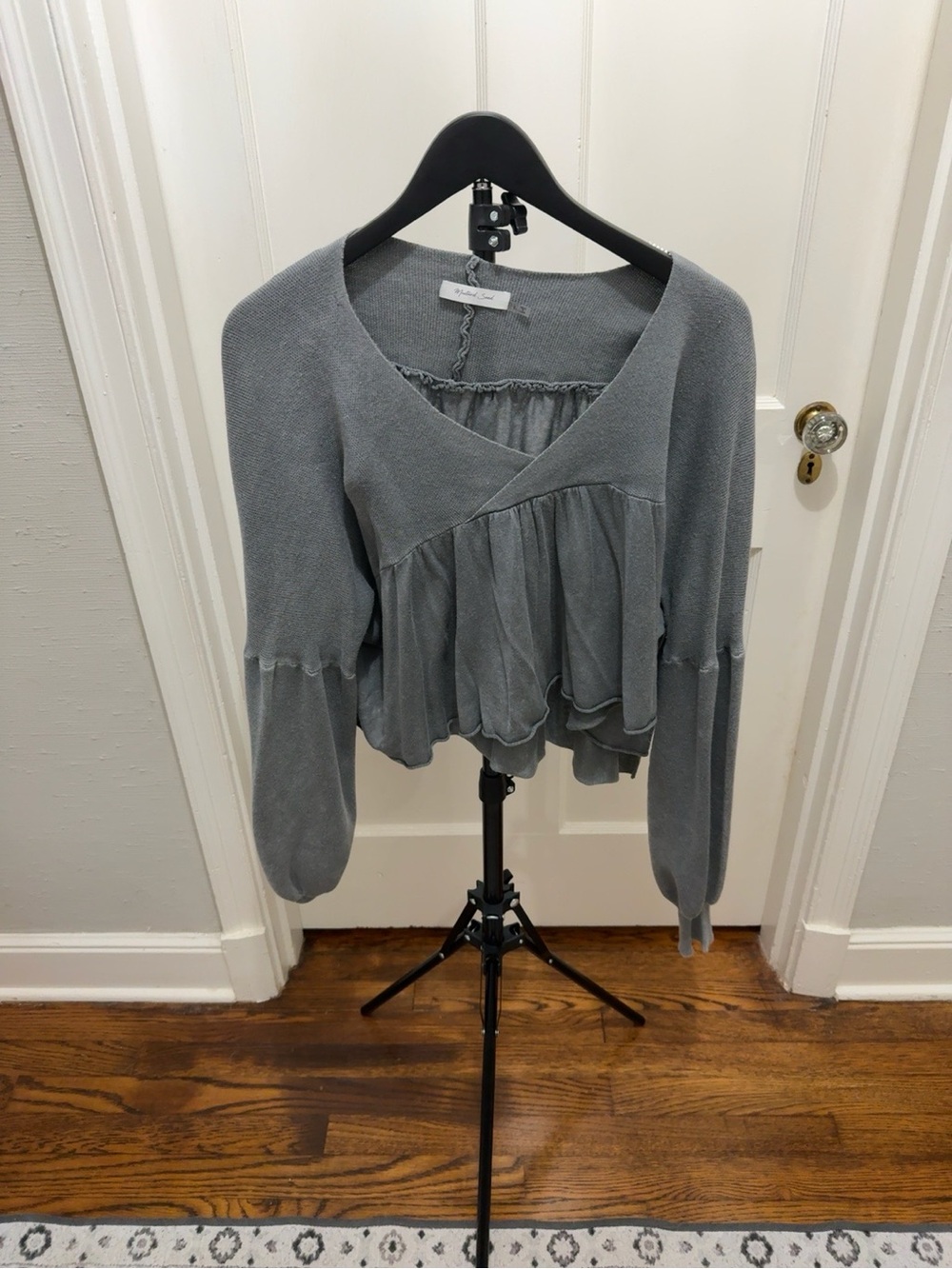 Mustard Seed Heather Gray Peplum Knit Top
